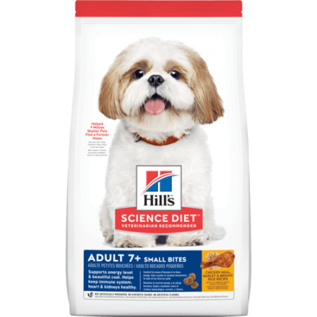 Science Diet Canine Adult 7 Plus Mature Active Longevity Small Bites with Chicken Meal Rice & Barley Dog Dry Food 15Lbs