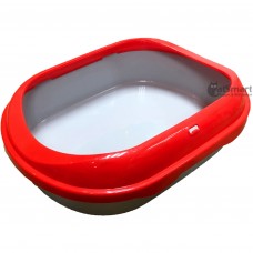 Topsy Cat Litter Pan Round Rectangle Red