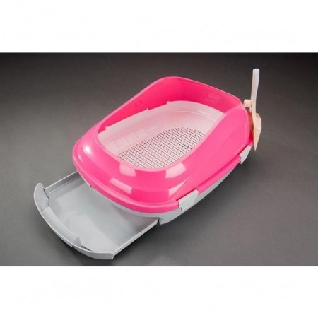 Topsy Cat Litter Pan With Drawer & Gridding Pink