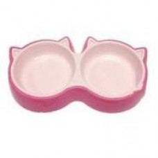 Topsy Cat Style Double Bowl Cat Face (L) Pink