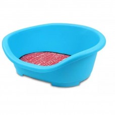 Topsy Plastic Pet Bed with Cushion Blue