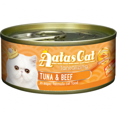 Aatas Cat Tantalizing Tuna & Beef Cat Canned Food 80g Carton (24 Cans)