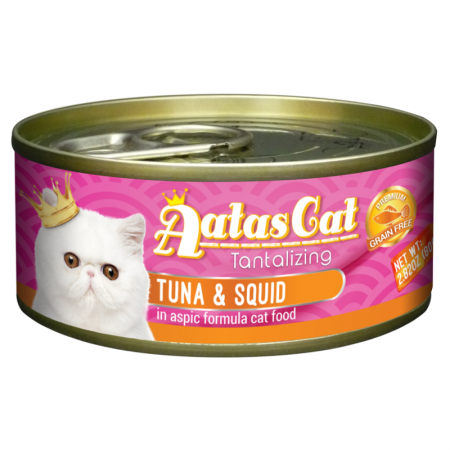 Aatas Cat Tantalizing Tuna & Squid Cat Canned Food  80g Carton (24 Cans)