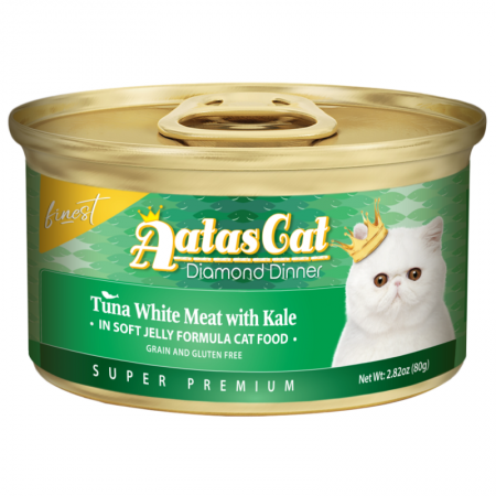 Aatas Cat Finest Diamond Dinner Tuna with Kale in Soft Jelly Cat Canned Food 80g Carton (24 Cans)