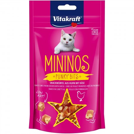 Vitakraft Mininos Chicken & Cheese Punky Bits 40g (3Pkt)