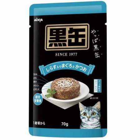 Aixia Kuro-can Pouch Tuna & Skipjack With Whitebait Cat Food 70g