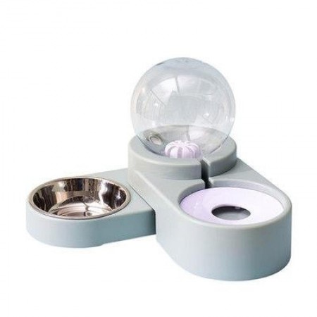Bubble Pop 2in1 Pet Feeder Light Blue Gray for Dogs & Cats