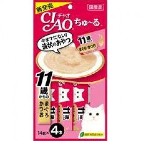 Ciao Chu ru Tuna with Collagen with Added Vitamin and Green Tea Extract 14g x 4pcs (3 Packs)