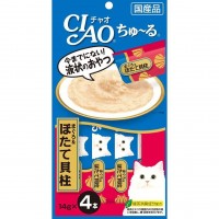 Ciao Chu ru White Meat Tuna and Scallop with Added Vitamin and Green Tea Extract 14g x 4pcs (5 Packs)