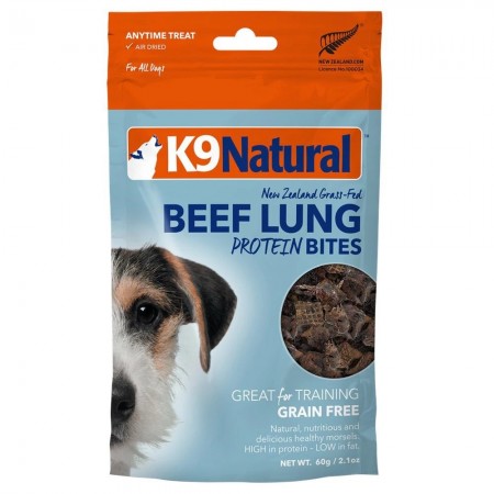 K9 Natural New Zealand Grass-Fed Beef Lung Protein Bites Freeze Dried Dog Treats 60g