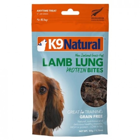 K9 Natural New Zealand Grass-Fed Lamb Lung Protein Bites Freeze Dried Dog Treats 60g