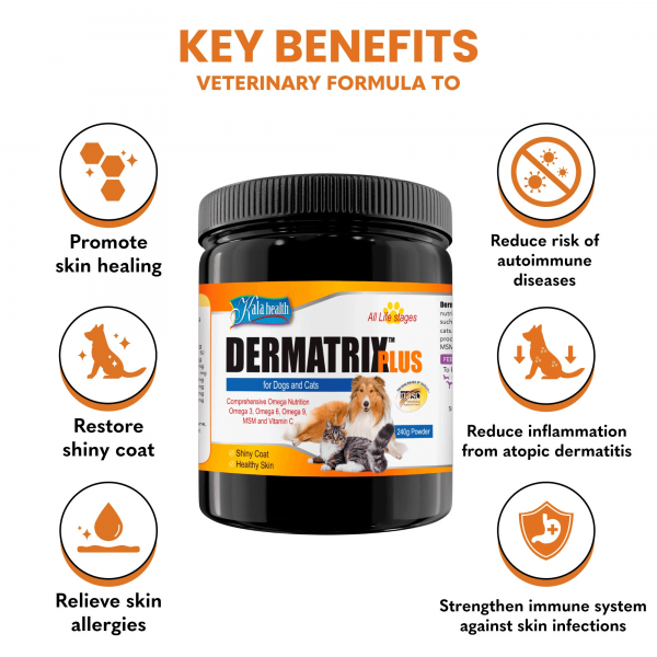 Kala Health Dermatrix Plus  For Healthy Skin & Shiny Coat For Dogs & Cats 240g