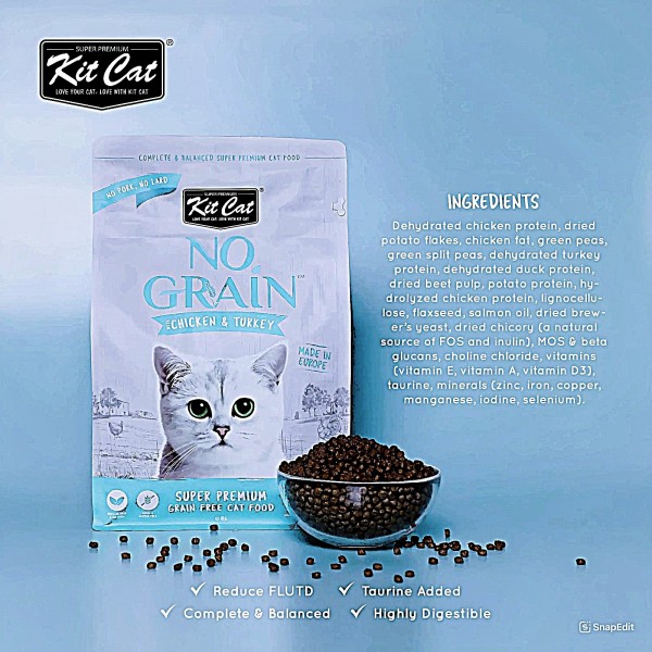 Kit Cat Dry Food No Grain Chicken & Turkey 1kg