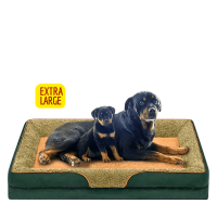 Lavish Dog Bed Plush Mattress Green Brown (Extra Large)