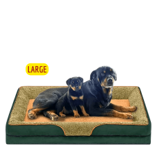 Lavish Dog Bed Plush Mattress Green Brown (Large)