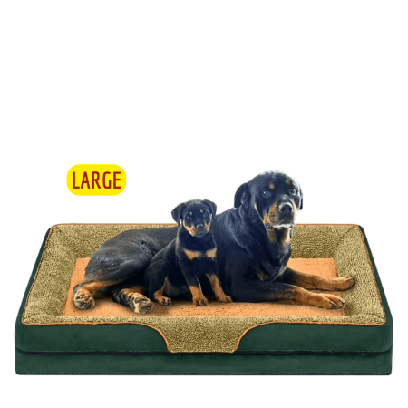 Lavish Dog Bed Plush Mattress Green Brown (Large)