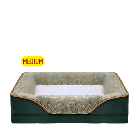 Lavish Dog Bed Plush Mattress Green White (Medium)