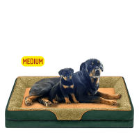 Lavish Dog Bed Plush Mattress Green Brown (Medium)