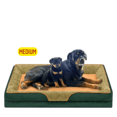 Lavish Dog Bed Plush Mattress Green Brown (Medium)
