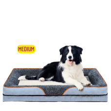 Lavish Dog Bed Plush Mattress Grey White (Medium)
