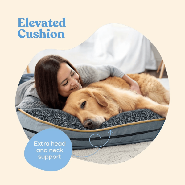 Lavish Dog Bed Plush Mattress Blue Grey (Large)