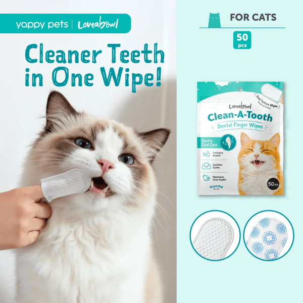 Loveabowl Clean-A-Tooth Dental Wipes for Cats 50s