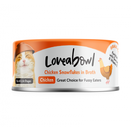 Loveabowl Grain Free Chicken Snowflakes In Broth Cat Canned Food 70g