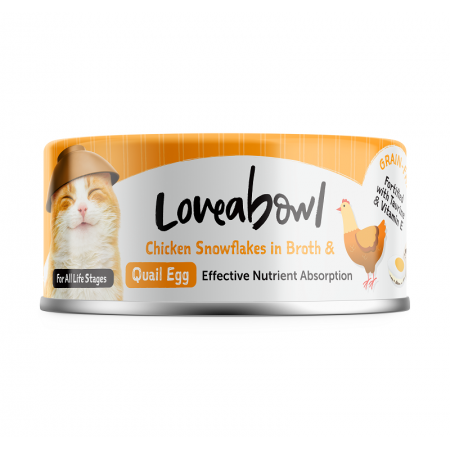 Loveabowl Grain Free Chicken Snowflakes In Broth With Quail Egg Cat Canned Food 70g