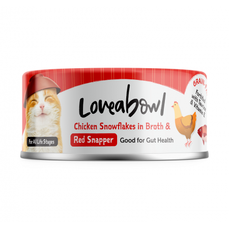 Loveabowl Grain Free Chicken Snowflakes In Broth With Red Snapper Cat Canned Food 70g Carton (7 Cans)