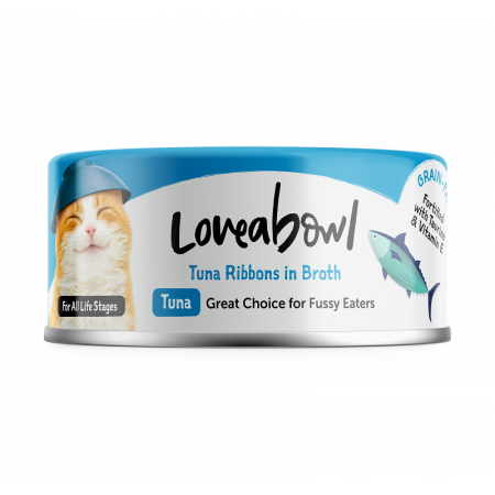 Loveabowl Grain Free Tuna Ribbons in Broth Cat Canned Food 70g Carton (7 Cans)