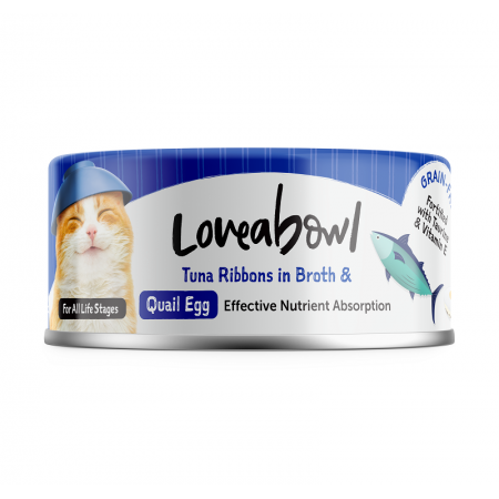 Loveabowl Grain Free Tuna Ribbons in Broth With Quail Egg Cat Canned Food 70g Carton (7 Cans)