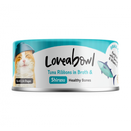 Loveabowl Grain Free Tuna Ribbons in Broth With Shirasu Cat Canned Food 70g