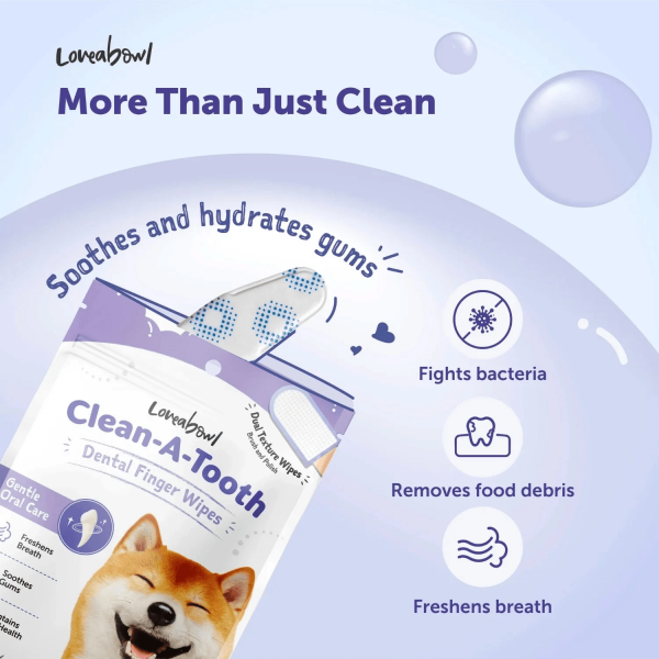 Loveabowl Clean-A-Tooth Dental Wipes for Dogs 50s