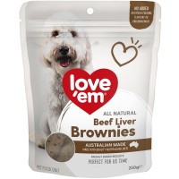 Love'em Dog Treats All Natural Brownies Beef Liver 250g