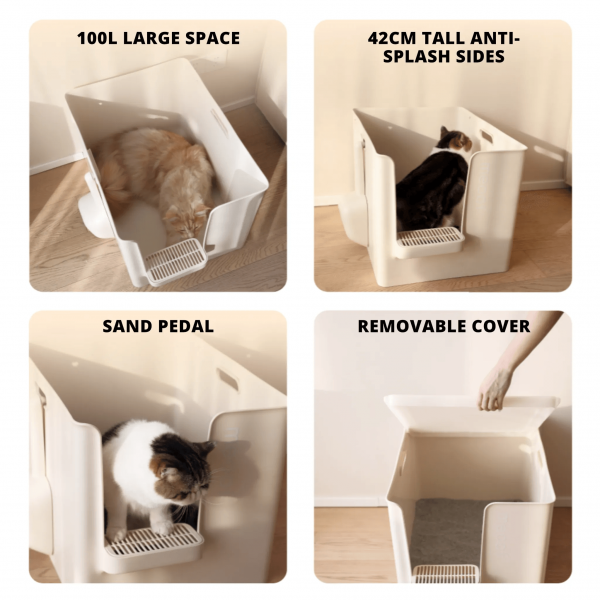 Meoof Cat Litter Box Enclosed Great House Blue