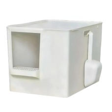 Meoof Cat Litter Box Enclosed Great House White