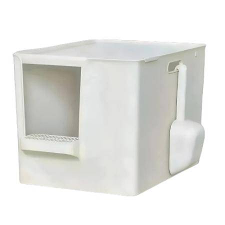Meoof Cat Litter Box Enclosed Great House White