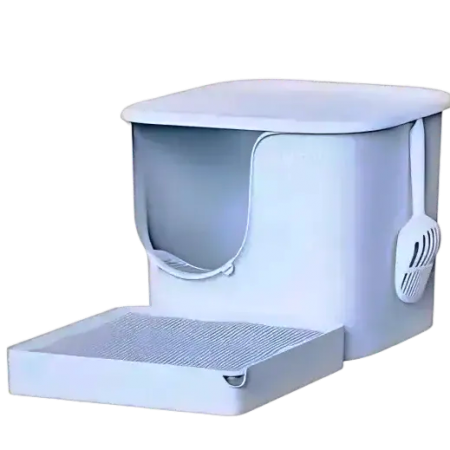 Meoof Cat Litter Box Great House w/Trapping Base Blue