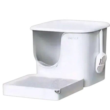 Meoof Cat Litter Box Great House w/Trapping Base White