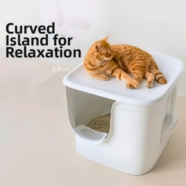 Meoof Cat Litter Box Great House w/Trapping Base Blue