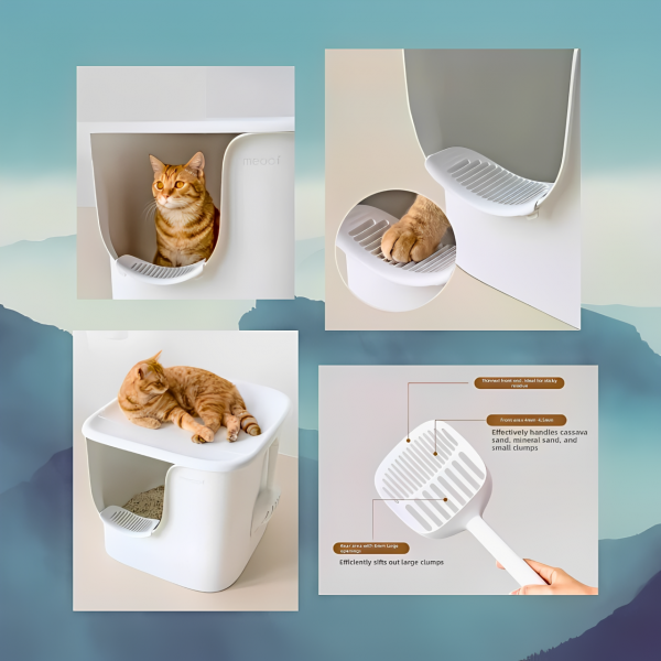 Meoof Cat Litter Box  Great House w/Trapping Base Blue