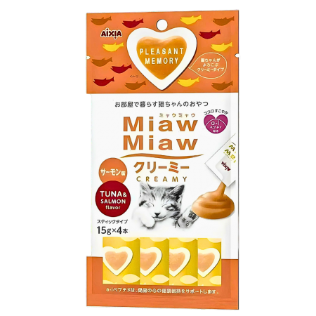 Aixia Miaw Miaw Creamy Tuna & Salmon 15g x 4's (6 packs)