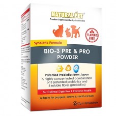 Natural Pet Bio-3 Pre & Pro Powder Flavour Free 2g x 30 sachets for Dogs & Cats