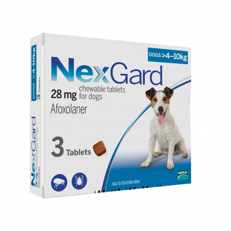 Nexgard Afoxolaner Chewable Tablets for Medium Dogs 4-10kg 3tablets