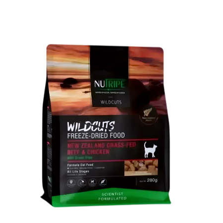 Nutripe Cat Freeze Dried Wildcuts Beef & Chic w/ Green Tripe 280g