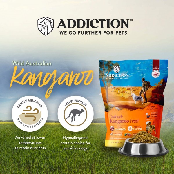 Addiction Dog Food Air-Dried Outback Kangaroo Feast Grain Free Recipe 2lbs