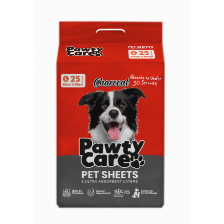 Pawty Care Charcoal Pet Sheets Large 25pcs (60 x 90cm)