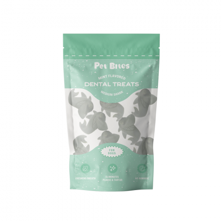 Pet Bites Dog Dental Chew Medium Shark Mint Flavour 180g (2 Packs)