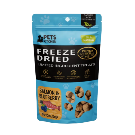 Pets Kitchen Cat Treat Freeze-Dried Salmon w/Blueberry 40g x2