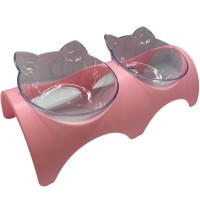 Plouffe Double Pet Elevated Bowl Pink